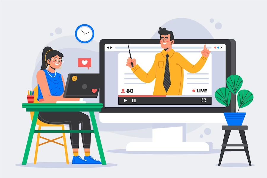 student online in class